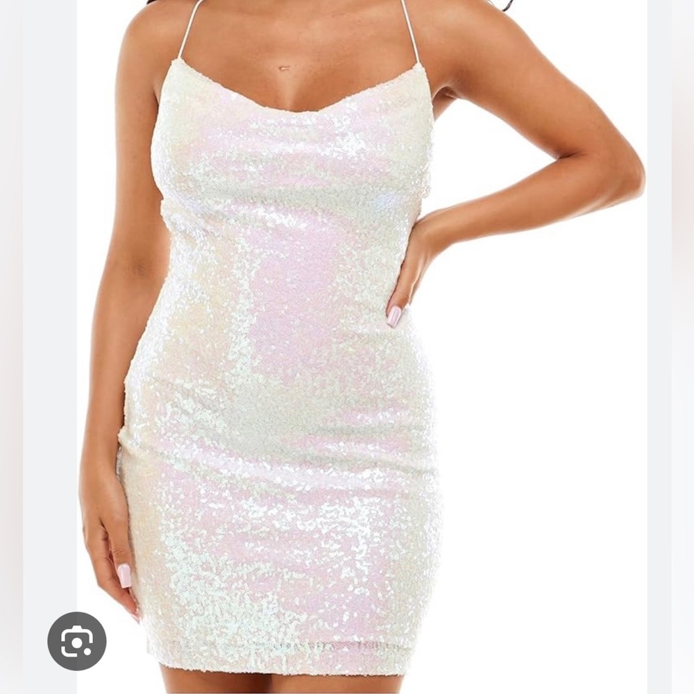 B. darlin white stretch sequin dress.